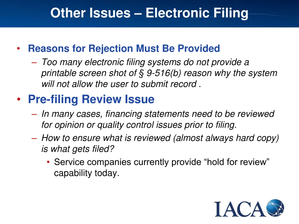 other issues electronic filing 1