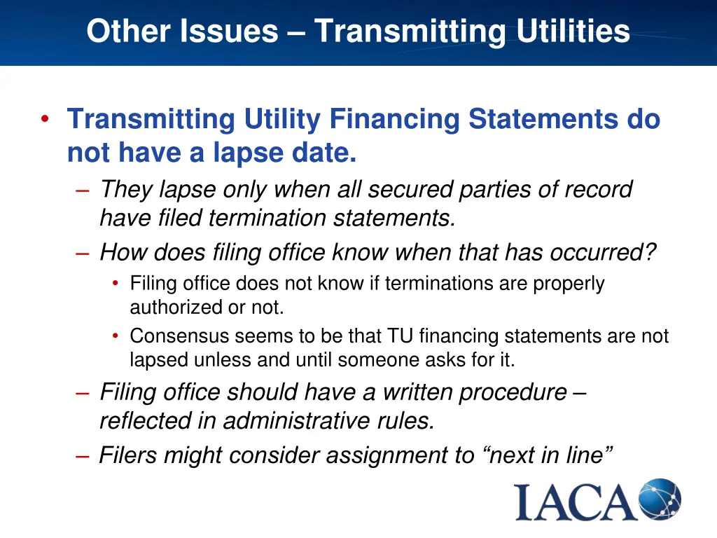 other issues transmitting utilities