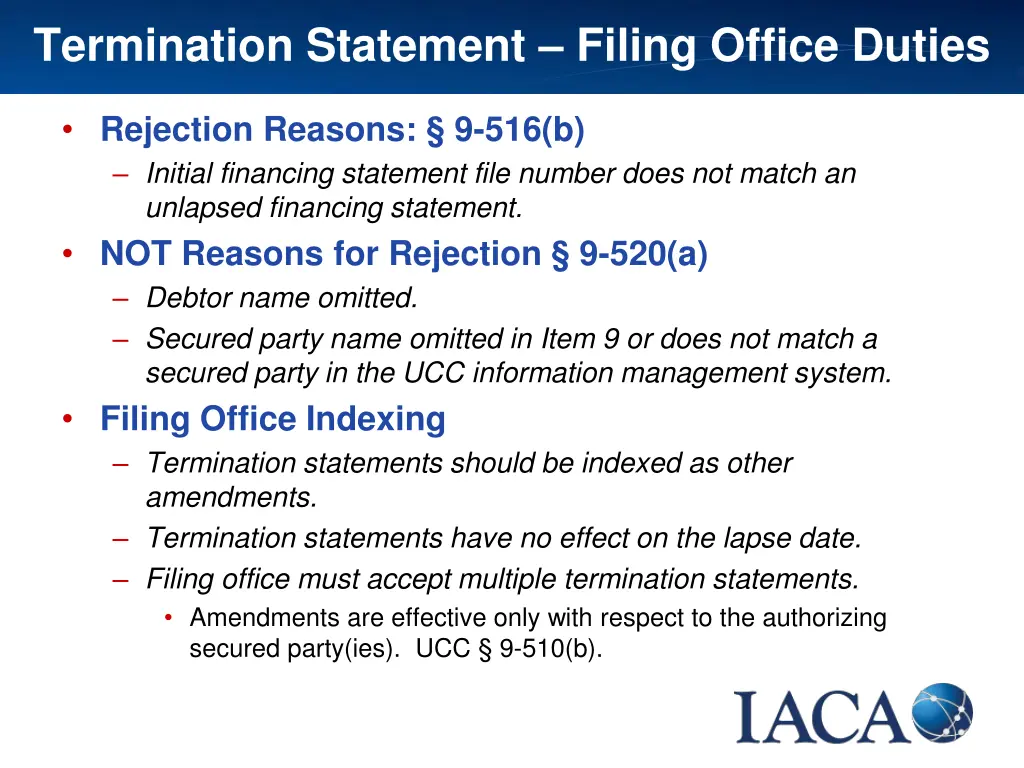 termination statement filing office duties