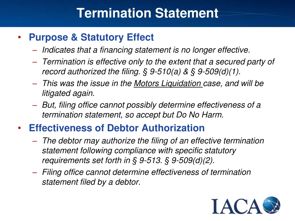 termination statement