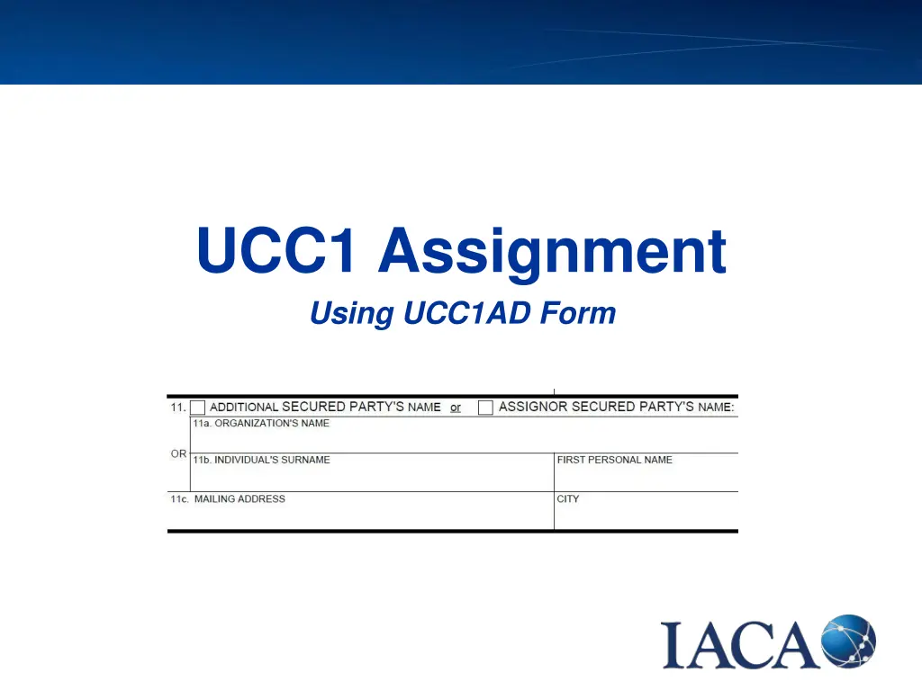 ucc1 assignment using ucc1ad form