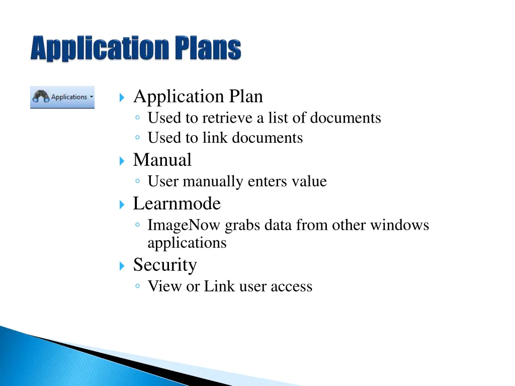 application plan used to retrieve a list