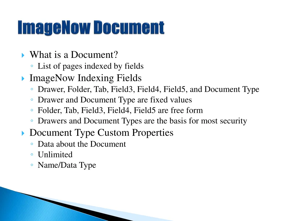 what is a document list of pages indexed