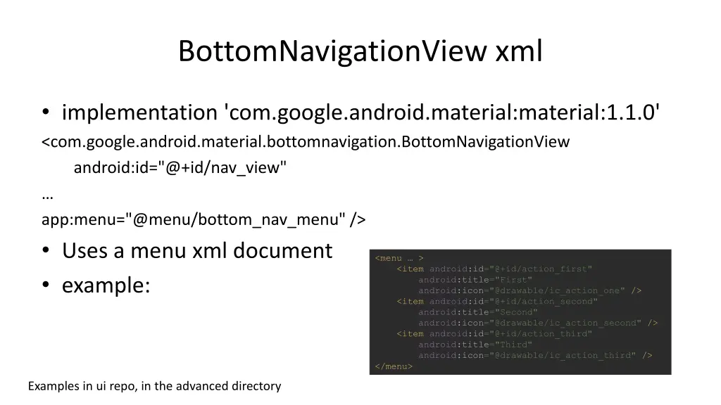 bottomnavigationview xml