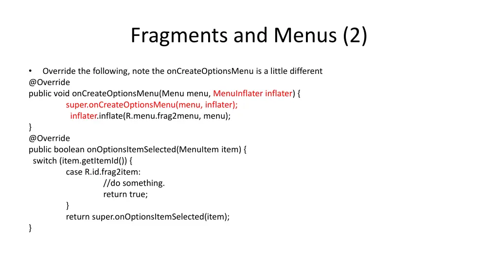 fragments and menus 2