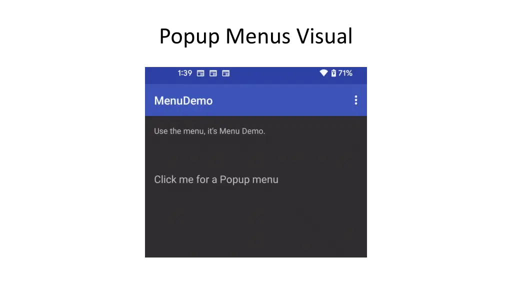 popup menus visual