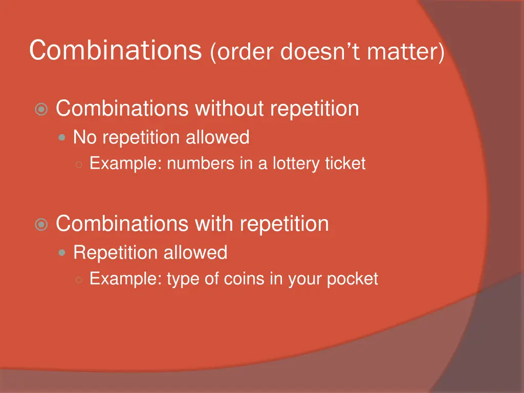 combinations order doesn t matter