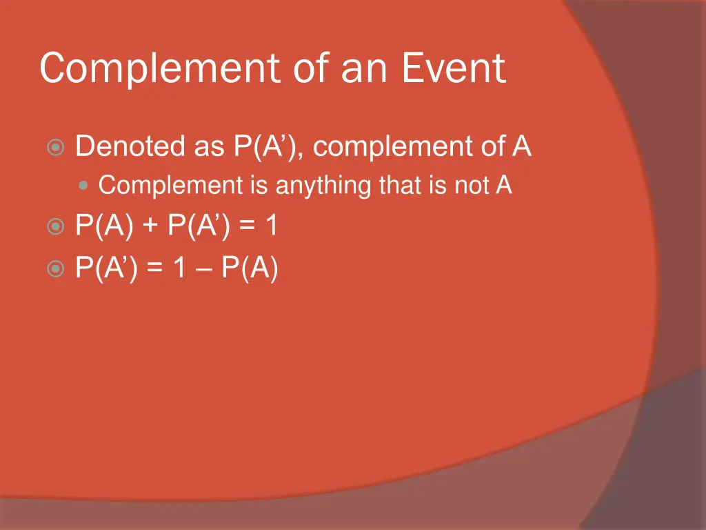 complement of an event