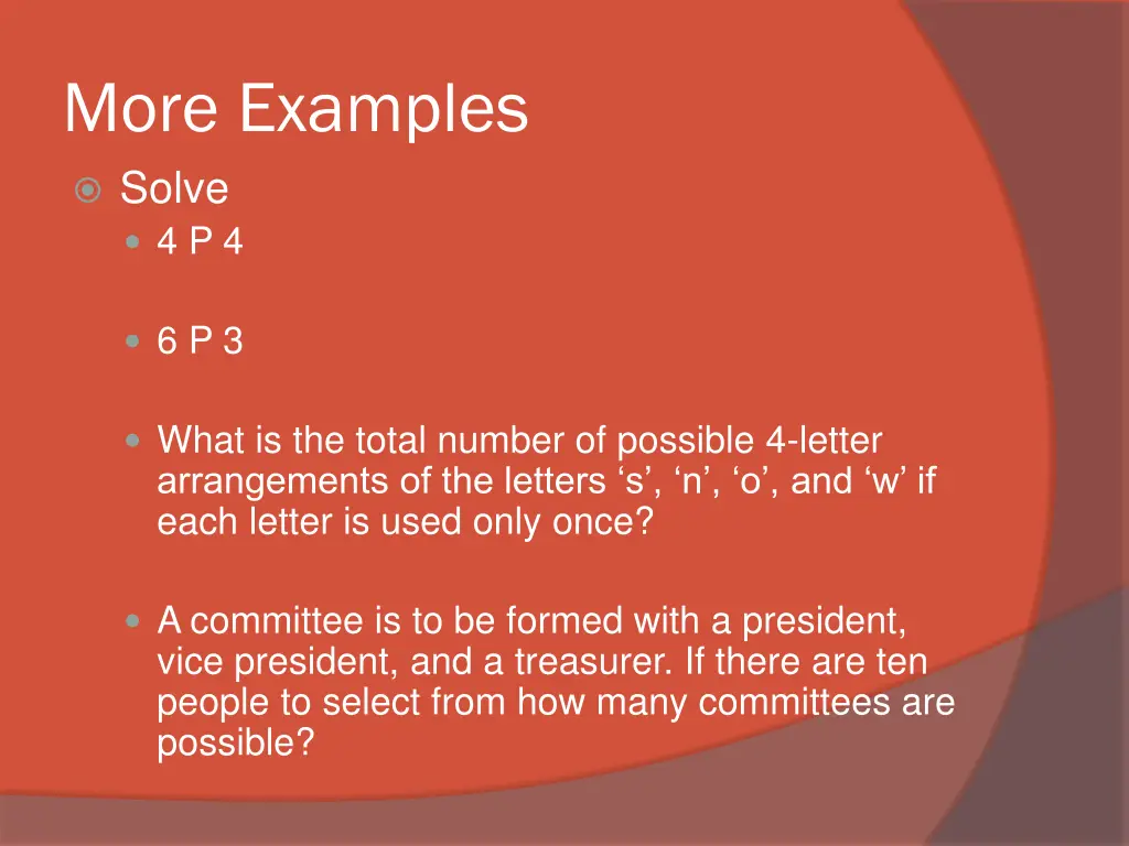 more examples solve 4 p 4