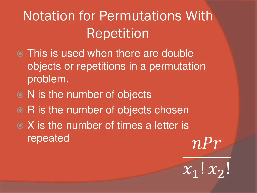 notation for permutations with repetition