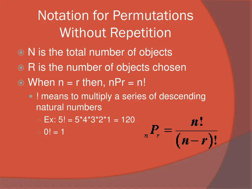 notation for permutations without repetition