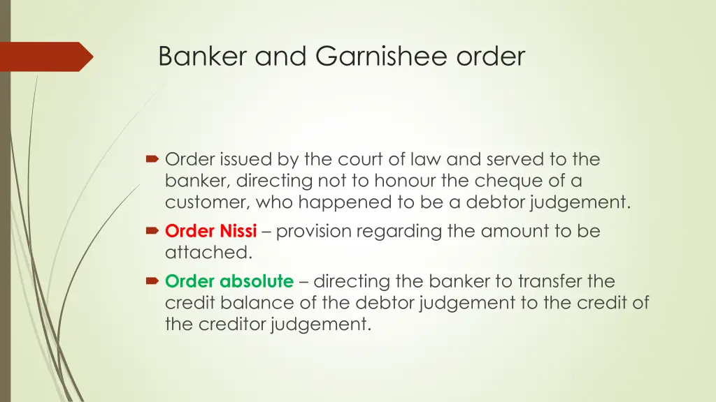 banker and garnishee order