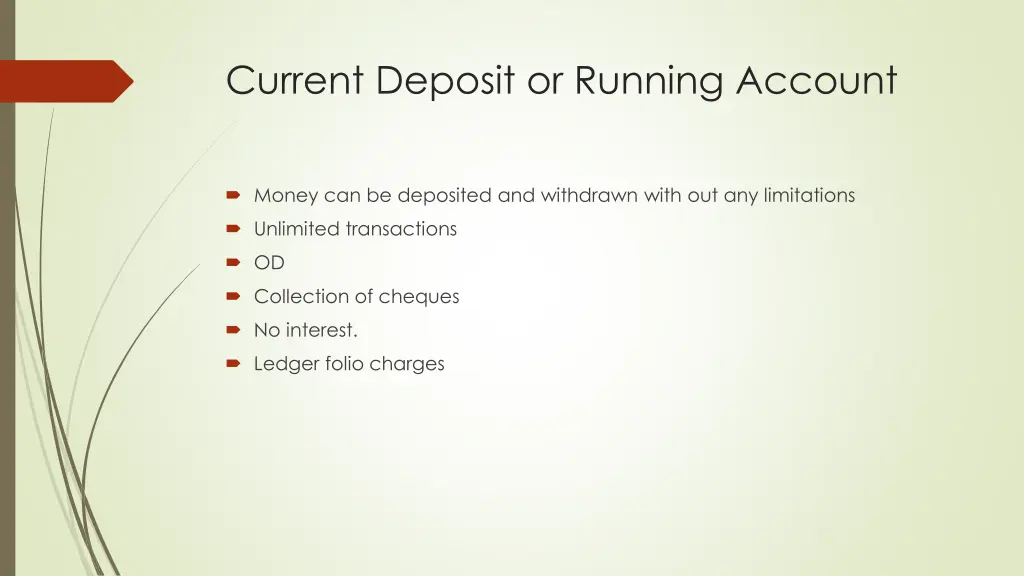 current deposit or running account