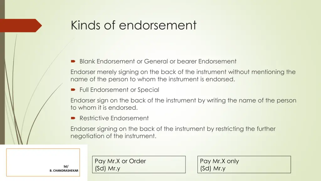 kinds of endorsement