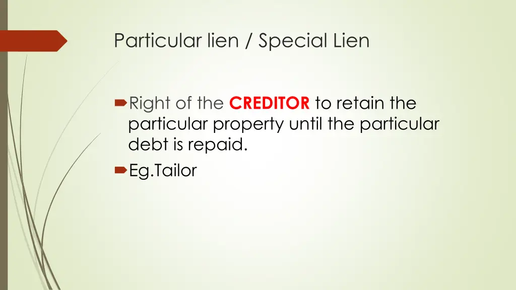 particular lien special lien