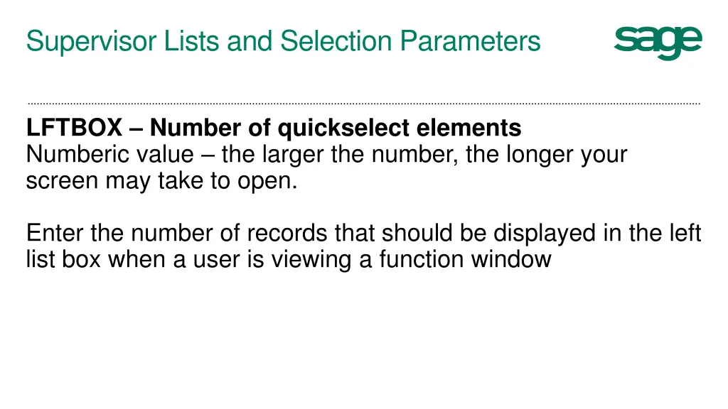 supervisor lists and selection parameters 1