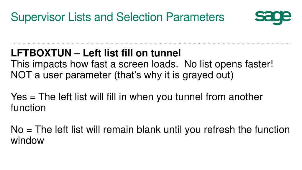 supervisor lists and selection parameters 2