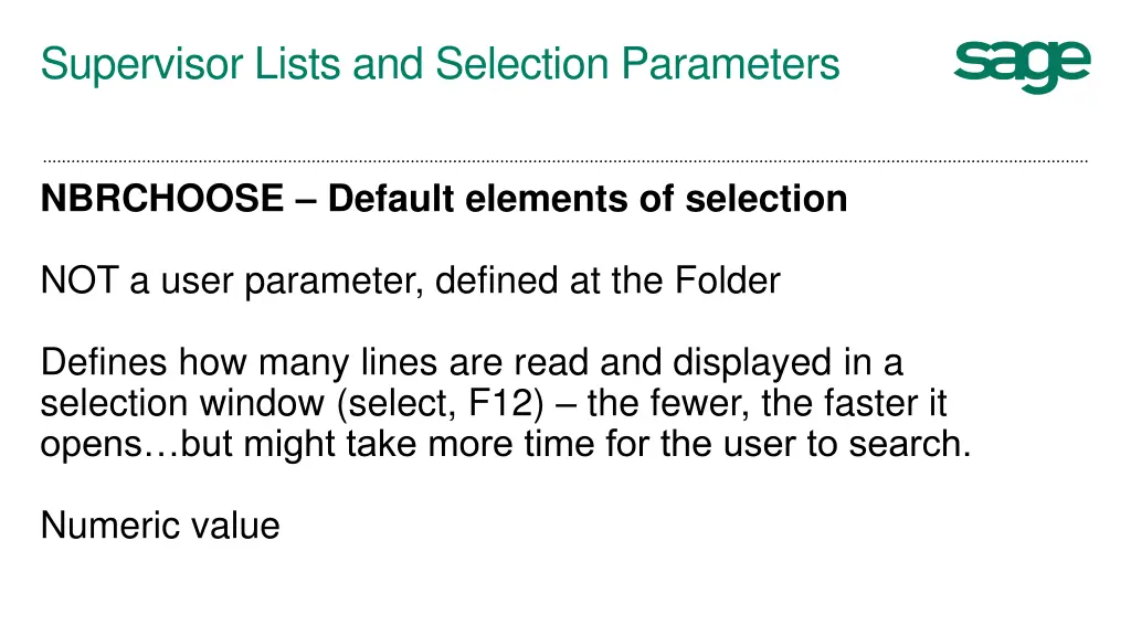 supervisor lists and selection parameters 5