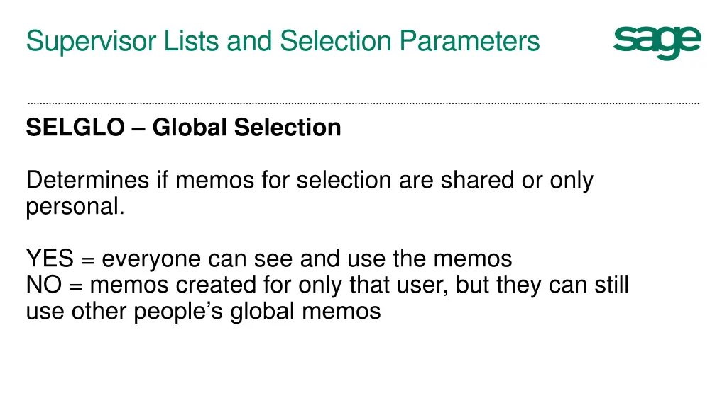 supervisor lists and selection parameters 6