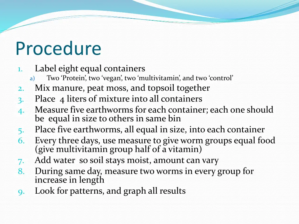 procedure label eight equal containers