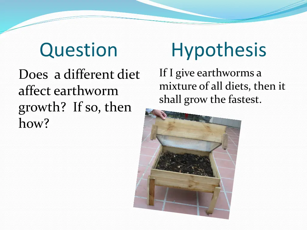 question hypothesis does a different diet affect