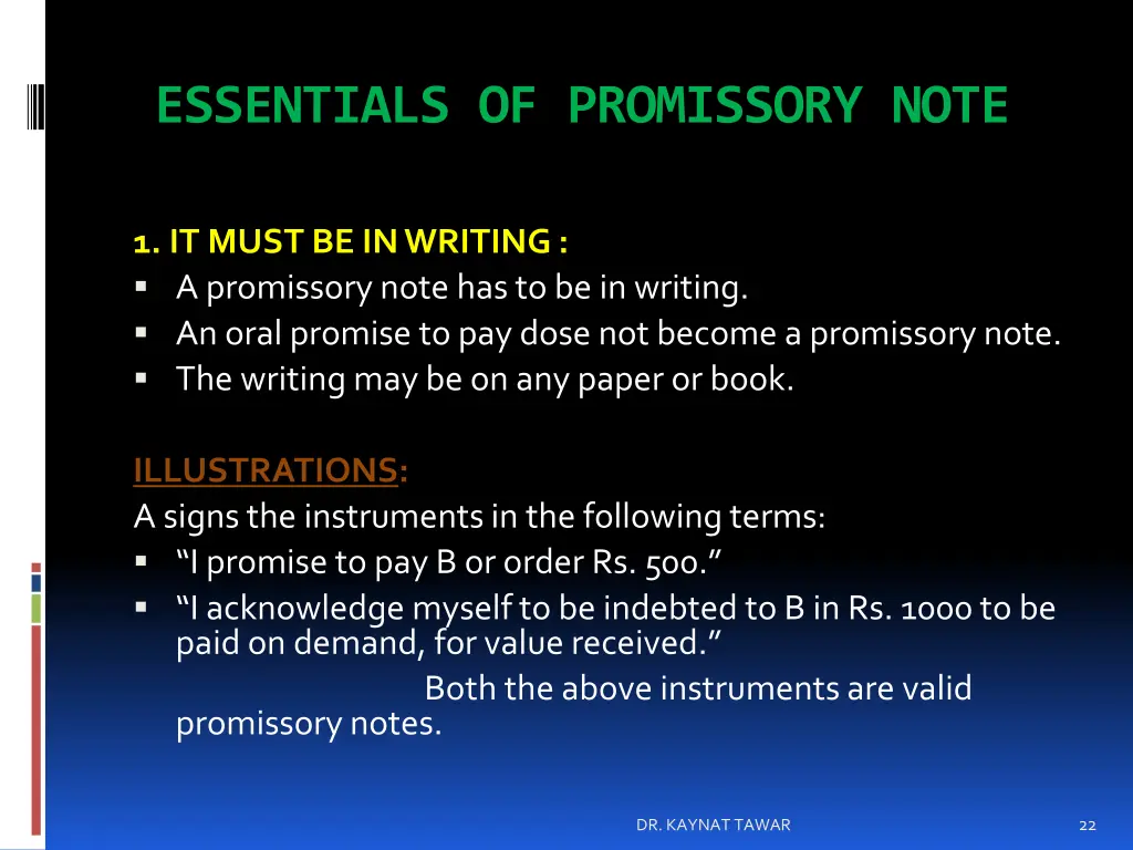 essentials of promissory note