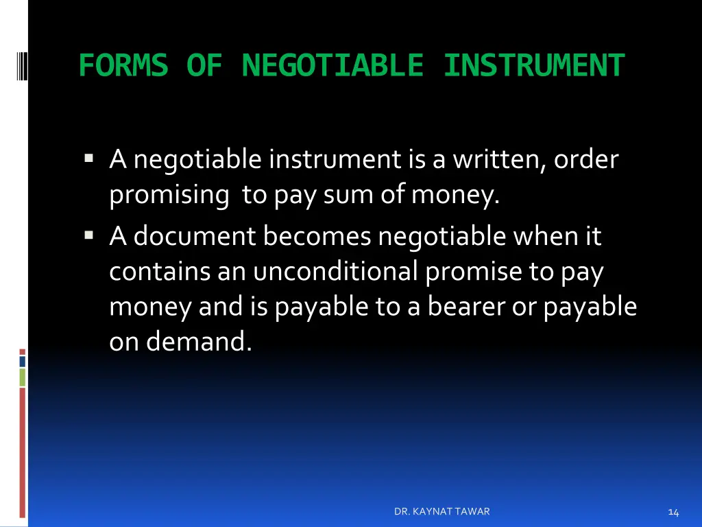 forms of negotiable instrument