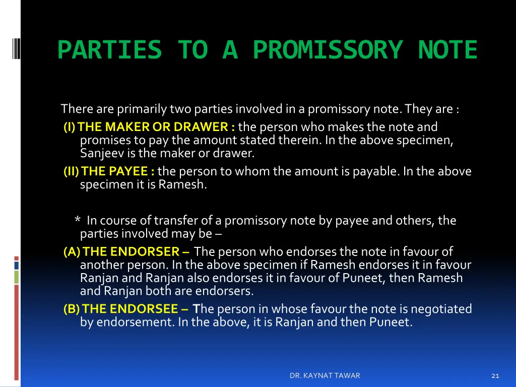 parties to a promissory note