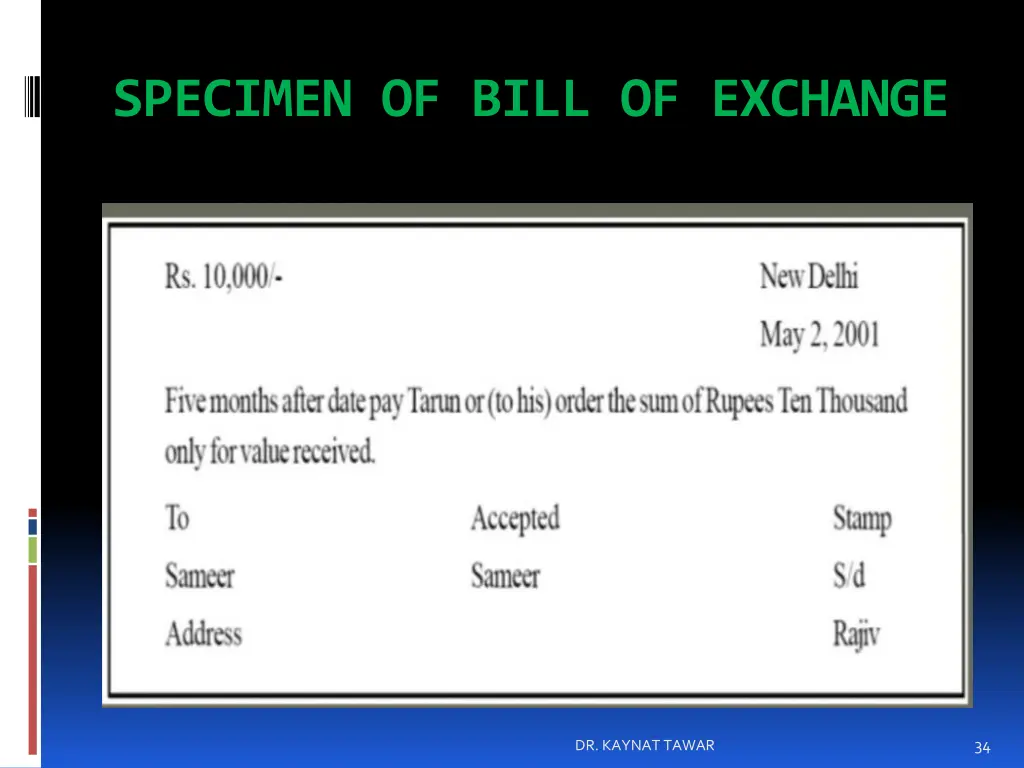 specimen of bill of exchange 1