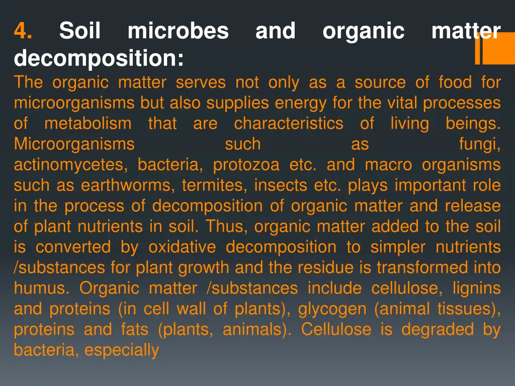 4 soil microbes and organic matter decomposition