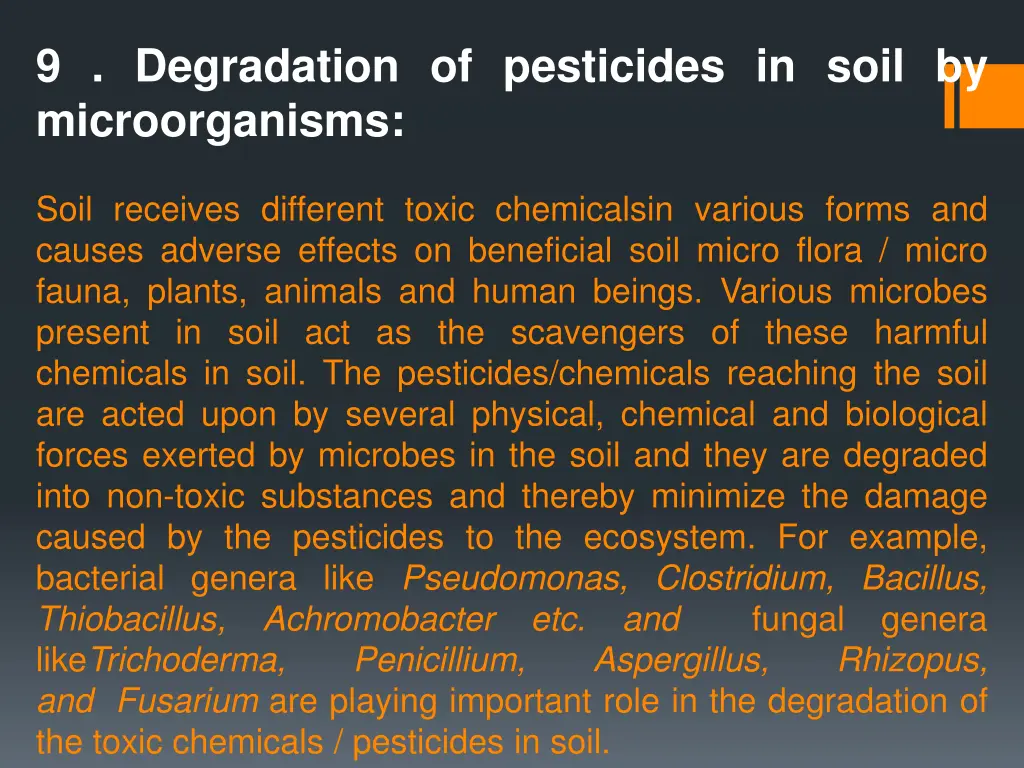 9 degradation of pesticides in soil