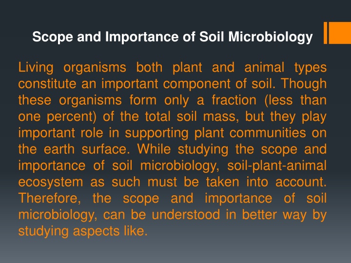 scope and importance of soil microbiology