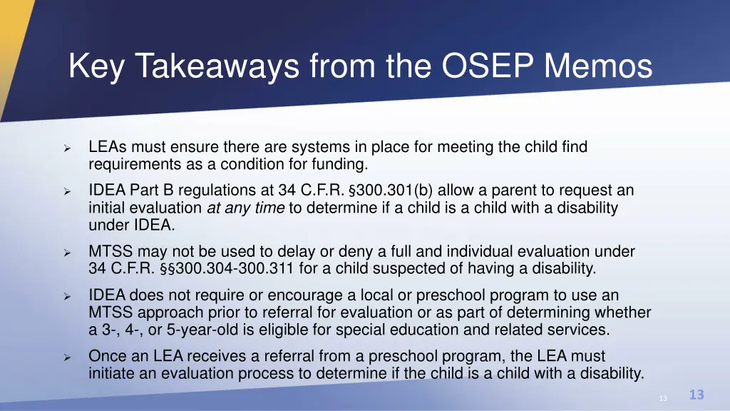 key takeaways from the osep memos