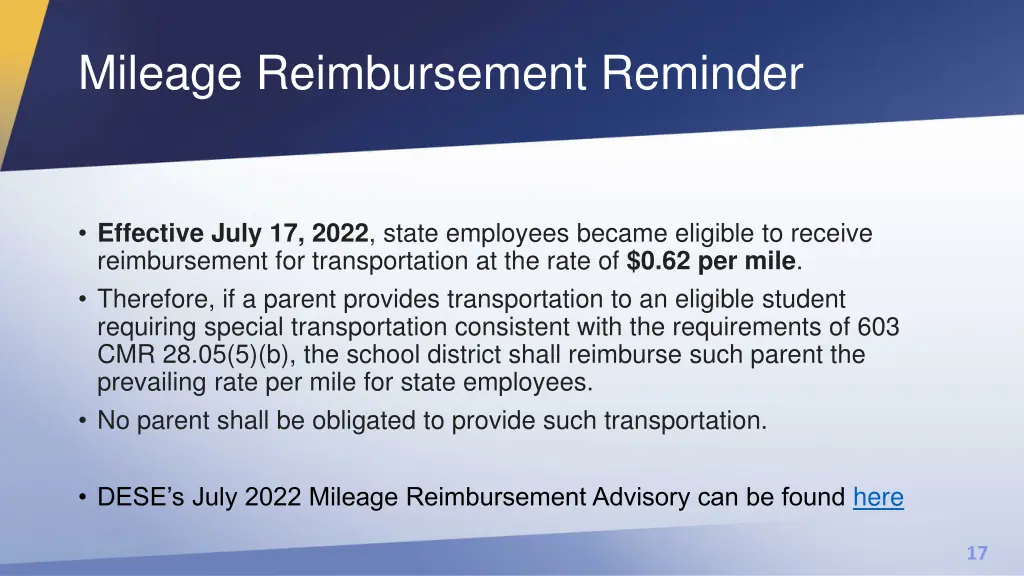 mileage reimbursement reminder