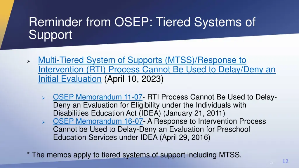 reminder from osep tiered systems of support