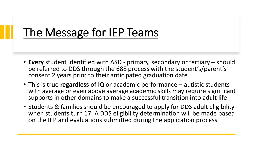 the message for iep teams the message