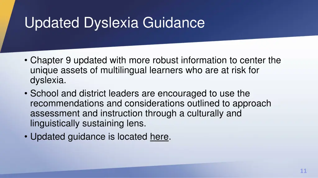 updated dyslexia guidance