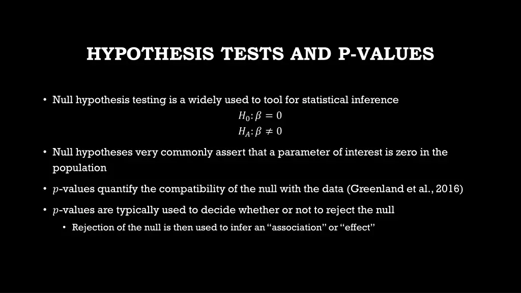 hypothesis tests and p values