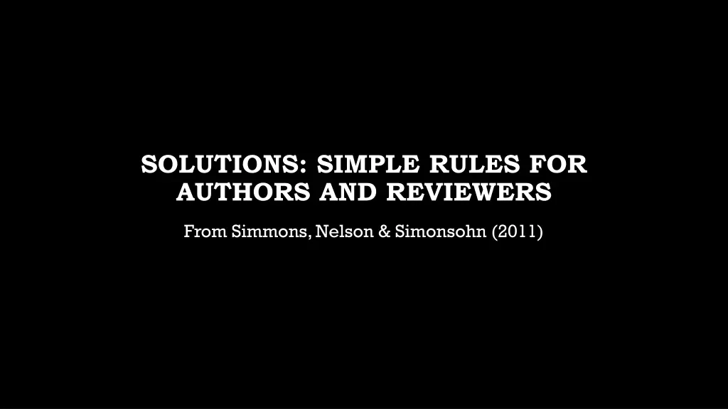 solutions simple rules for authors and reviewers