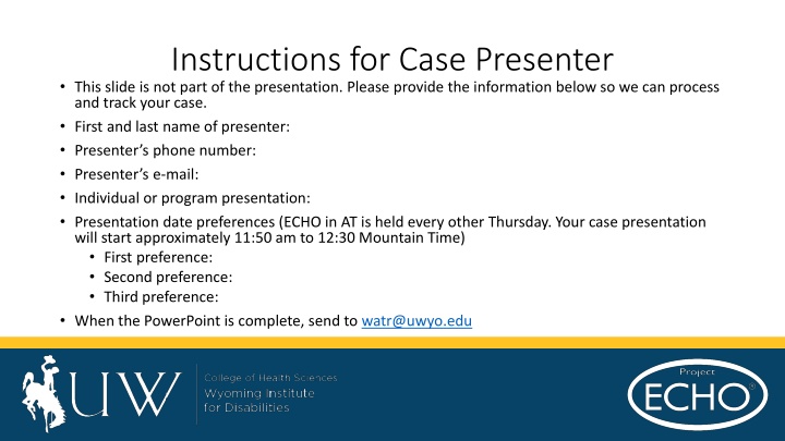 instructions for case presenter this slide