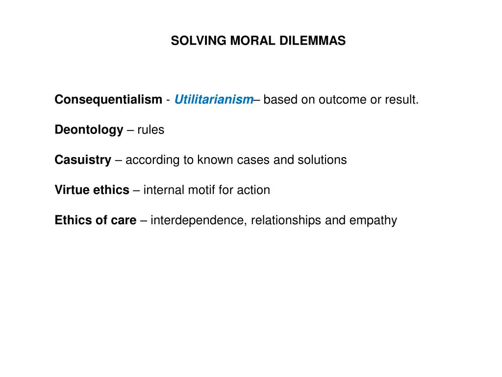 solving moral dilemmas