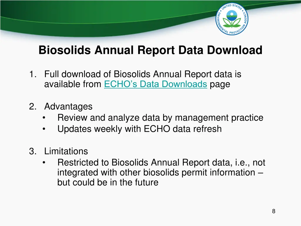 biosolids annual report data download