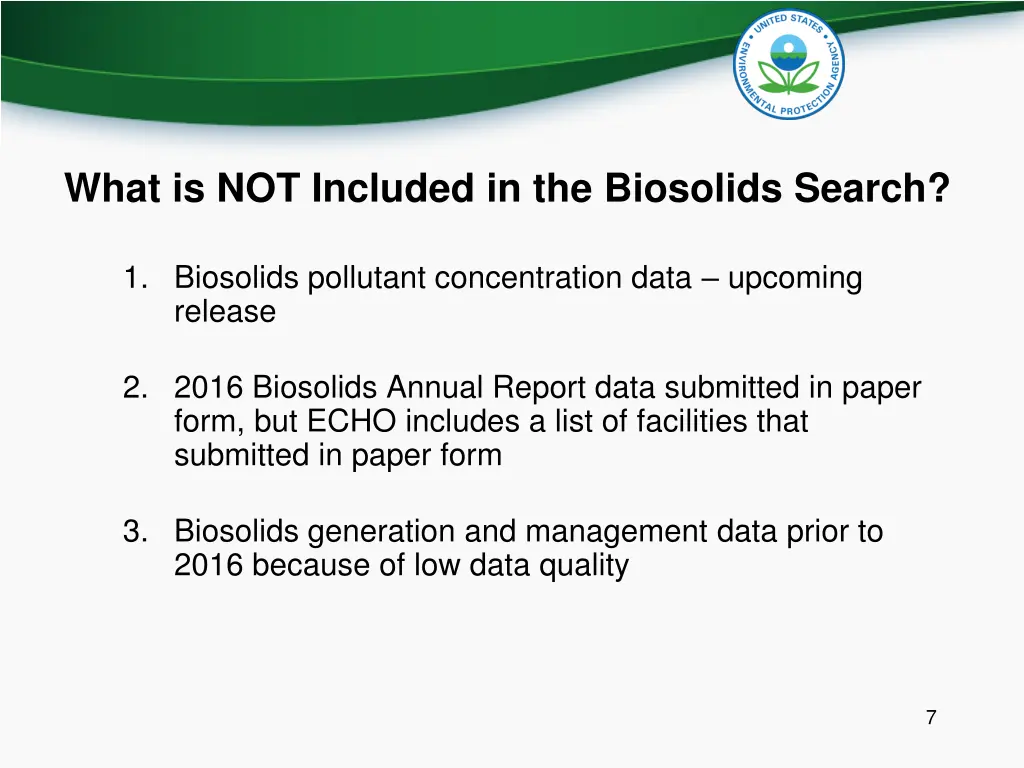 what is not included in the biosolids search