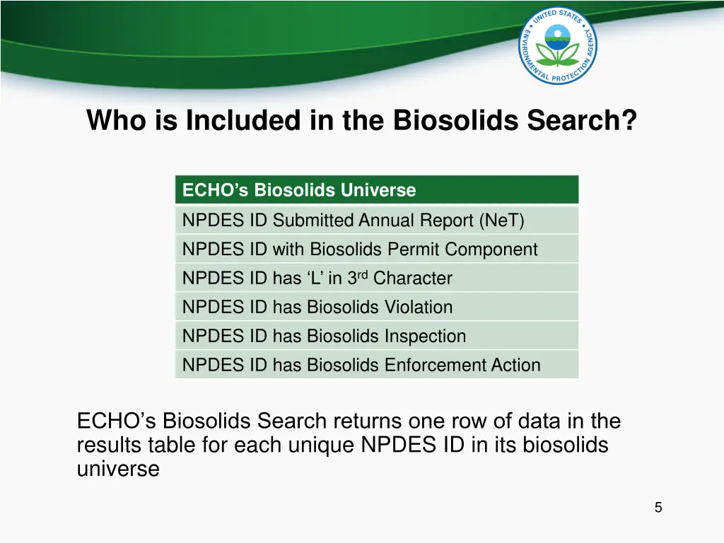 who is included in the biosolids search