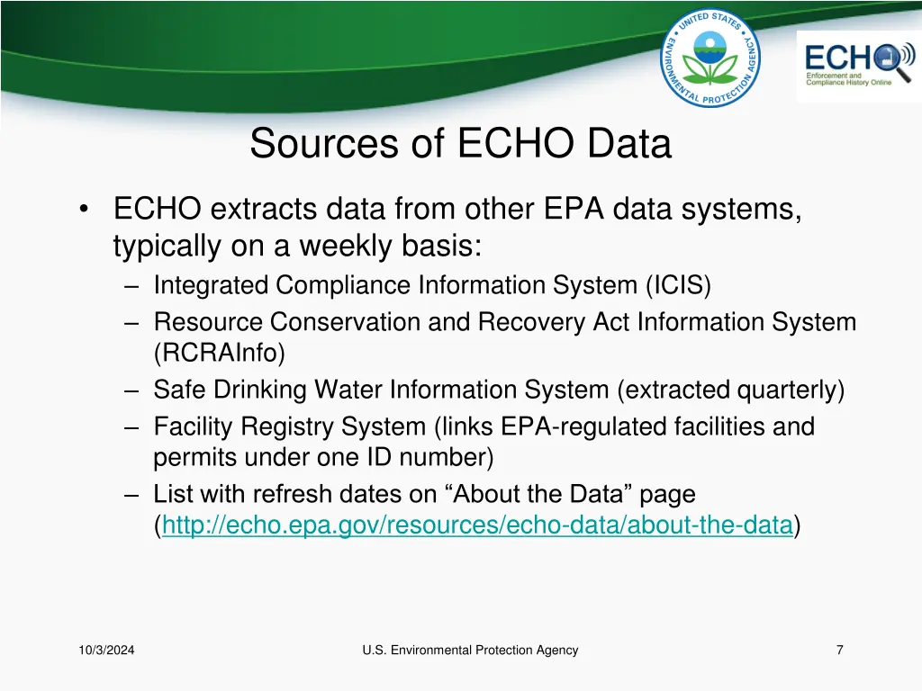 sources of echo data