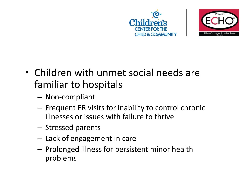 children with unmet social needs are familiar