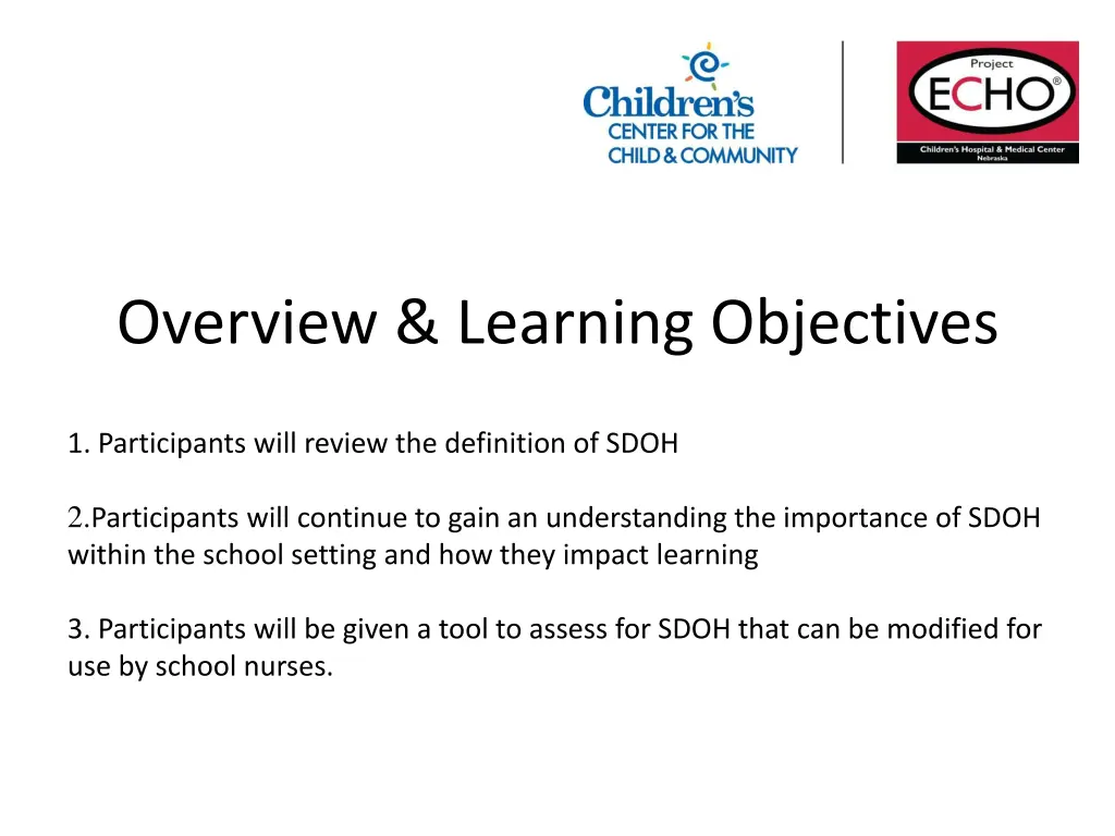 overview learning objectives