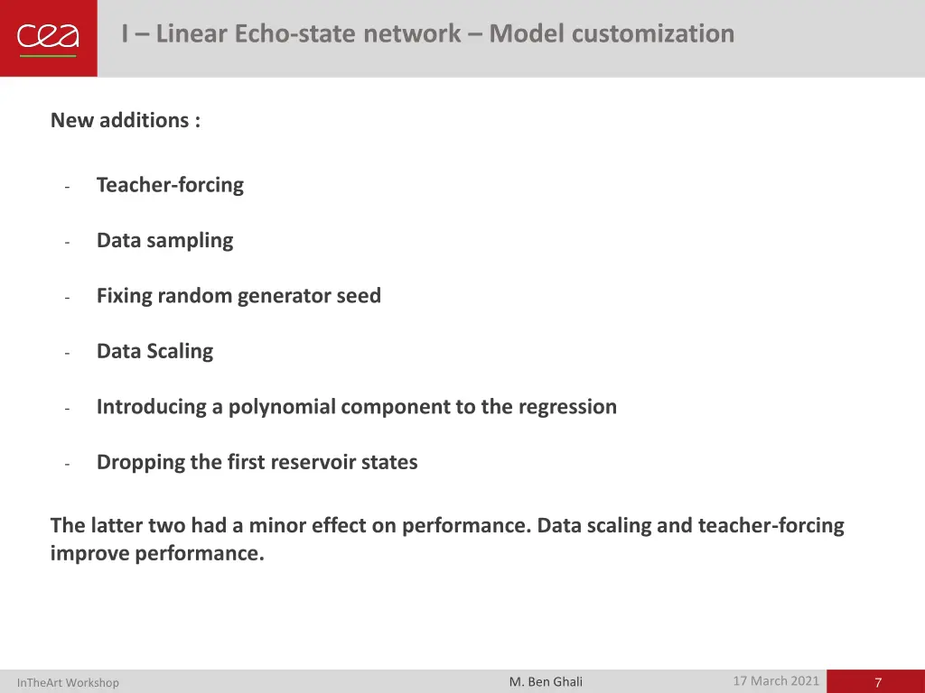 i linear echo state network model customization