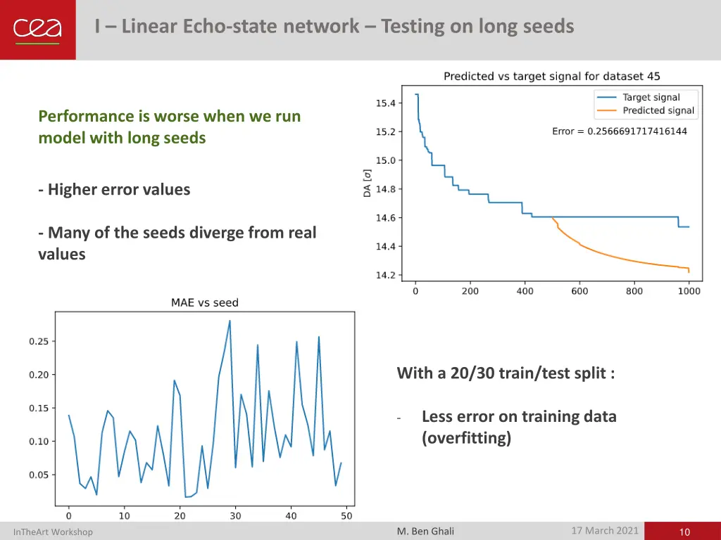 i linear echo state network testing on long seeds