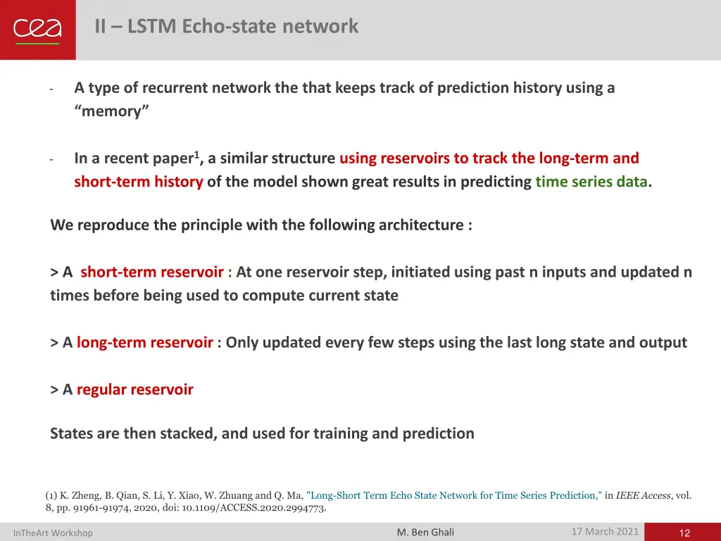 ii lstm echo state network